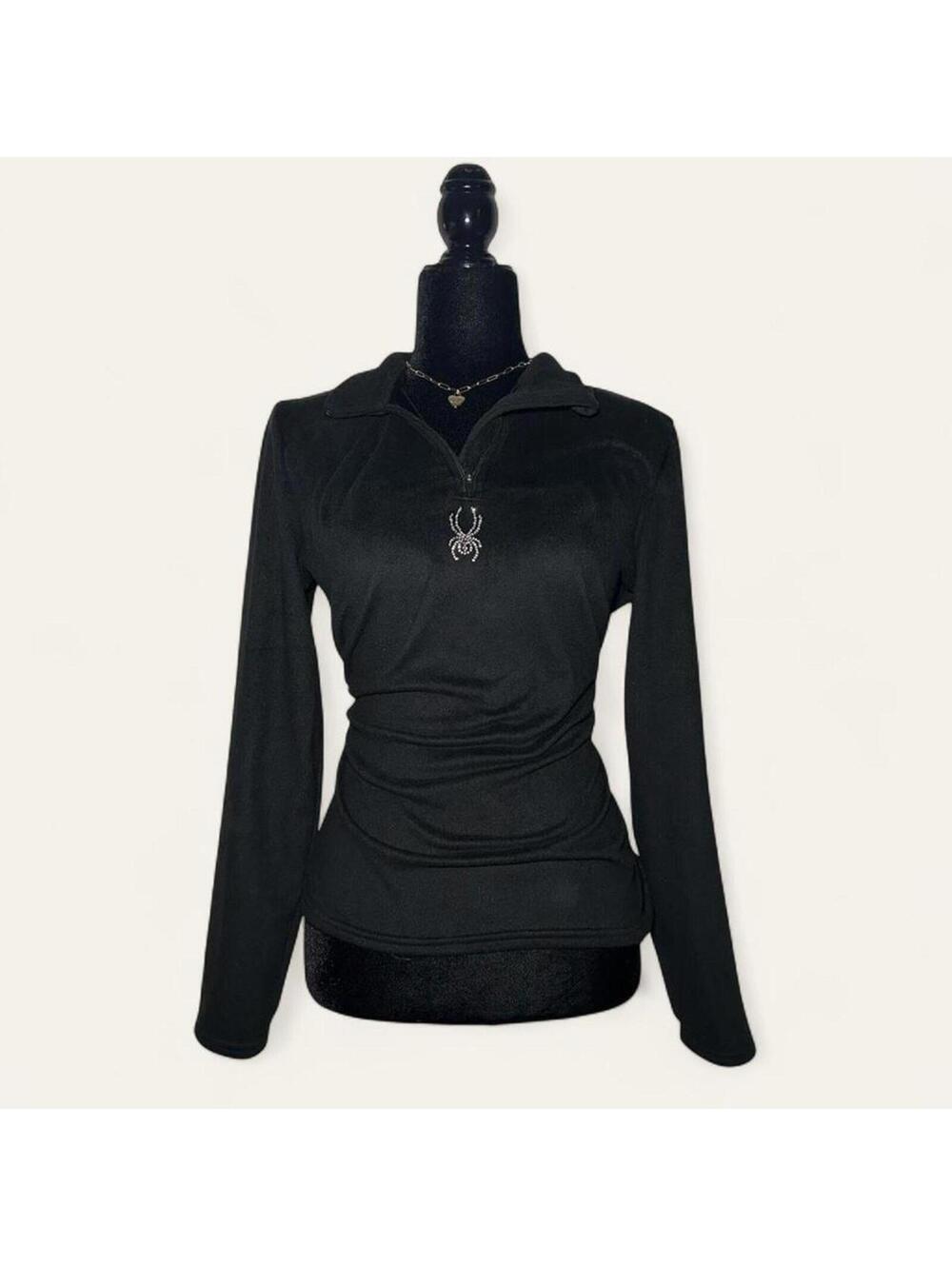 Spyder Black Half Zip Sweater Cozy Athleisure Size L